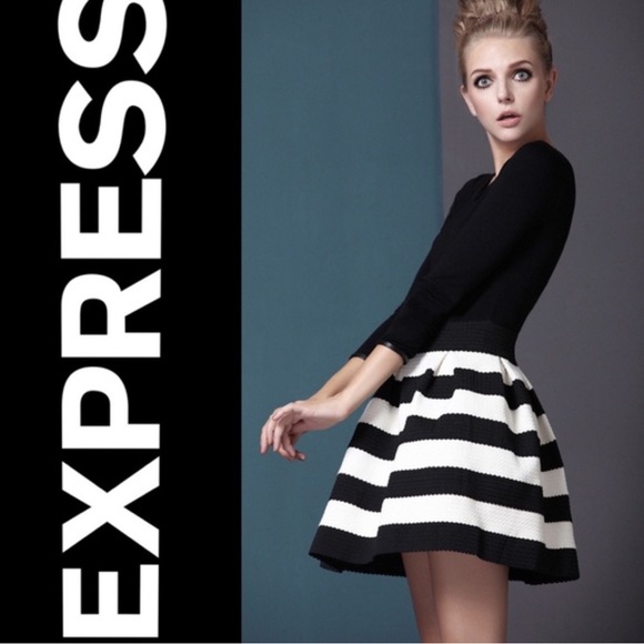 SKINNY STRIPE BANDAGE SKATER SKIRT - Picture 7 of 9